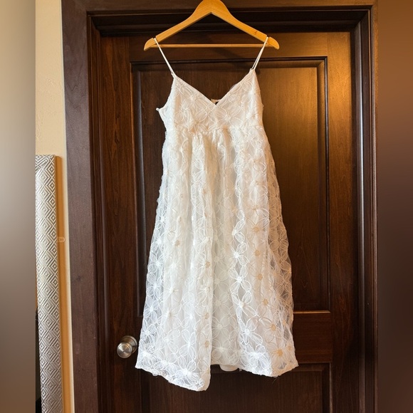 Lulus Small Radiate Elegance Ivory Floral Tulle Midi Dress - Picture 6 of 8